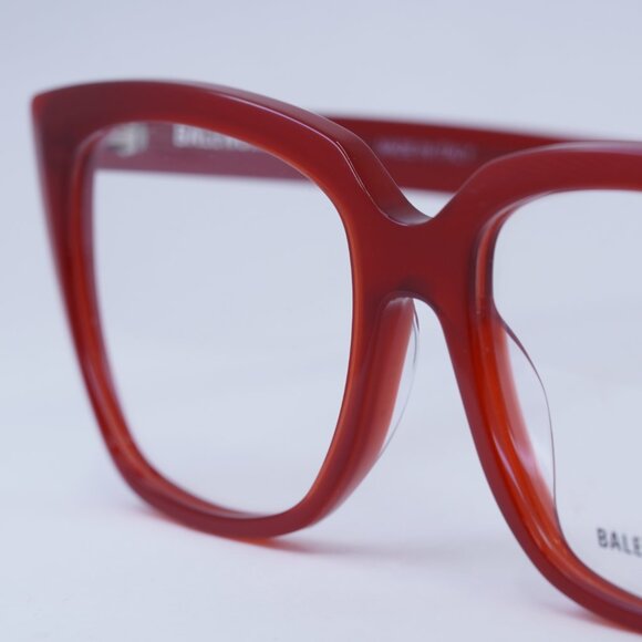 Balenciaga BB0062O 004 Eyeglasses 53mm Shiny Red Cat Eye Frame - Picture 2 of 11